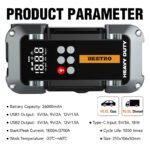 ⁦Compresseur De Voiture Avec Booster Batterie 26000Mah BEETRO⁩ - الصورة ⁦6⁩